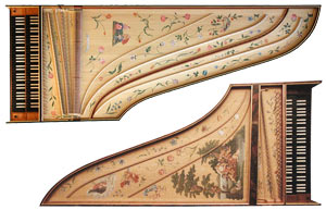 Small German harpsichord - soundboard view