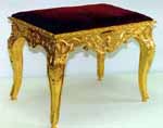 Louis XV Cabriole Bench: ornately carved and gilded